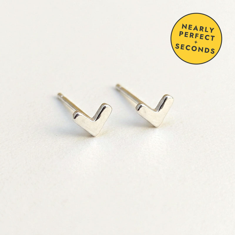 'Chevron' Sterling Silver Tiny Chevron Stud Earring — Seconds (nearly perfect seconds)