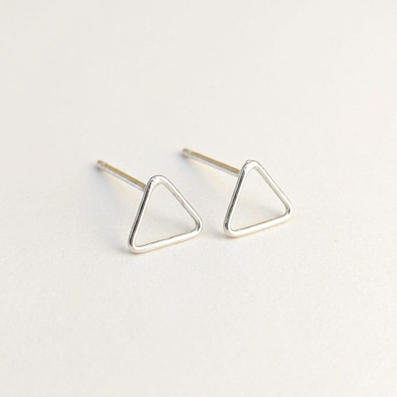 'Tria' Sterling Silver Tiny Open Triangle Stud Earring