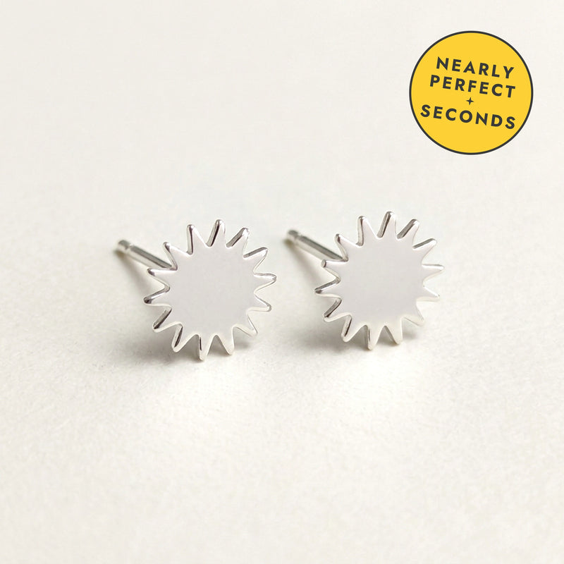 'My Sunshine' Sterling Silver Tiny Sun Stud Earring — Seconds (nearly perfect seconds)