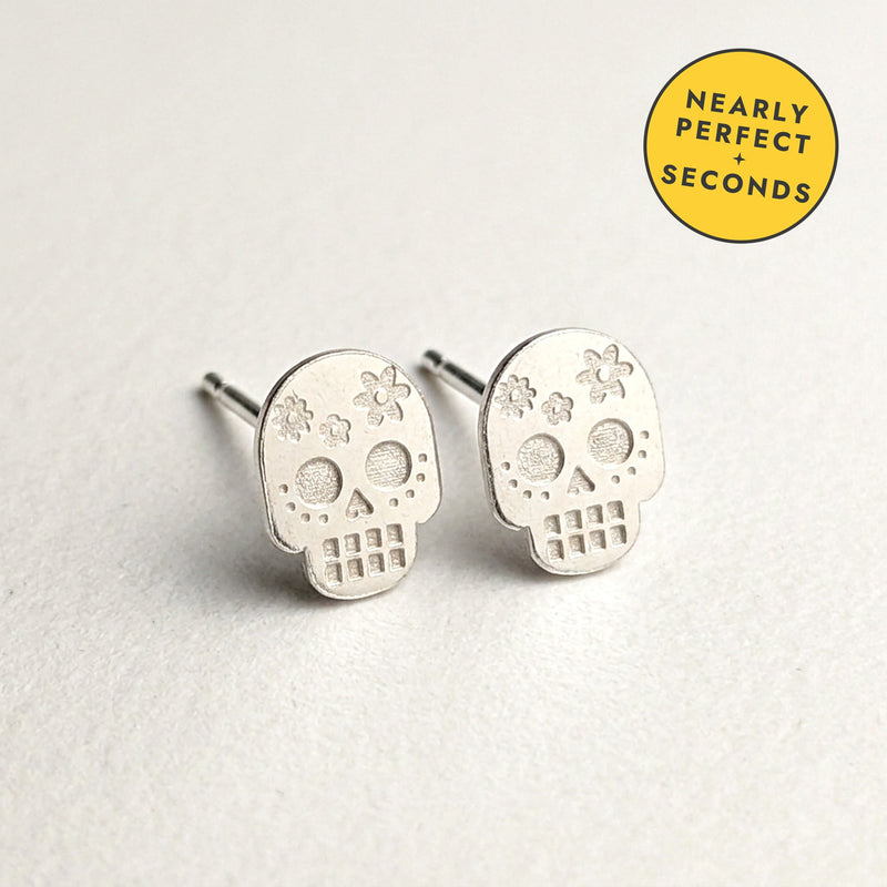 Bloom Flower Skull Silver Stud Earring — Seconds (nearly perfect seconds)