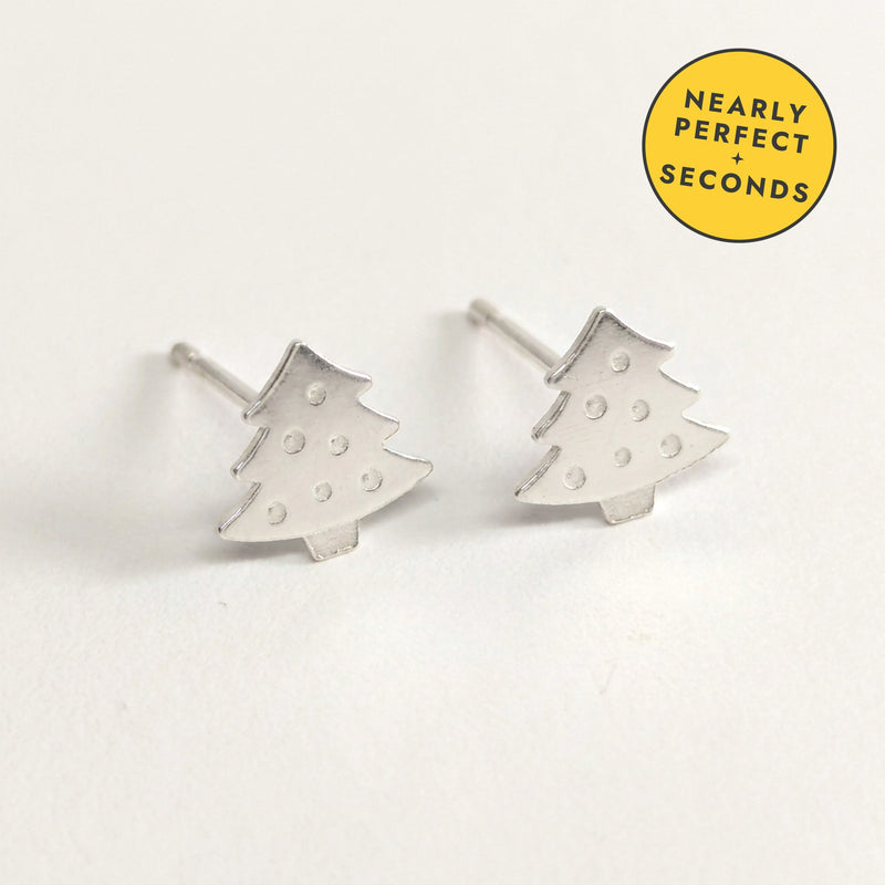 'Noel' Tiny Christmas Tree Silver Stud Earring - Seconds (nearly perfect seconds)
