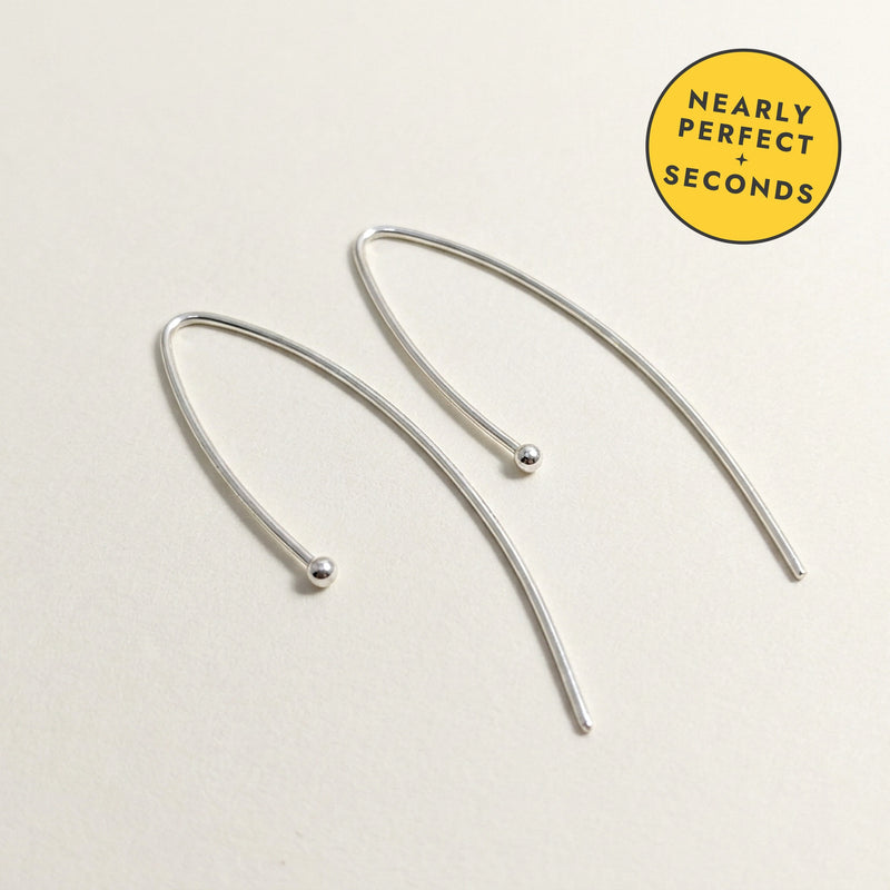 'Snow Drop' Sterling Silver Tiny Drop Threader Earring — Seconds (nearly perfect seconds)