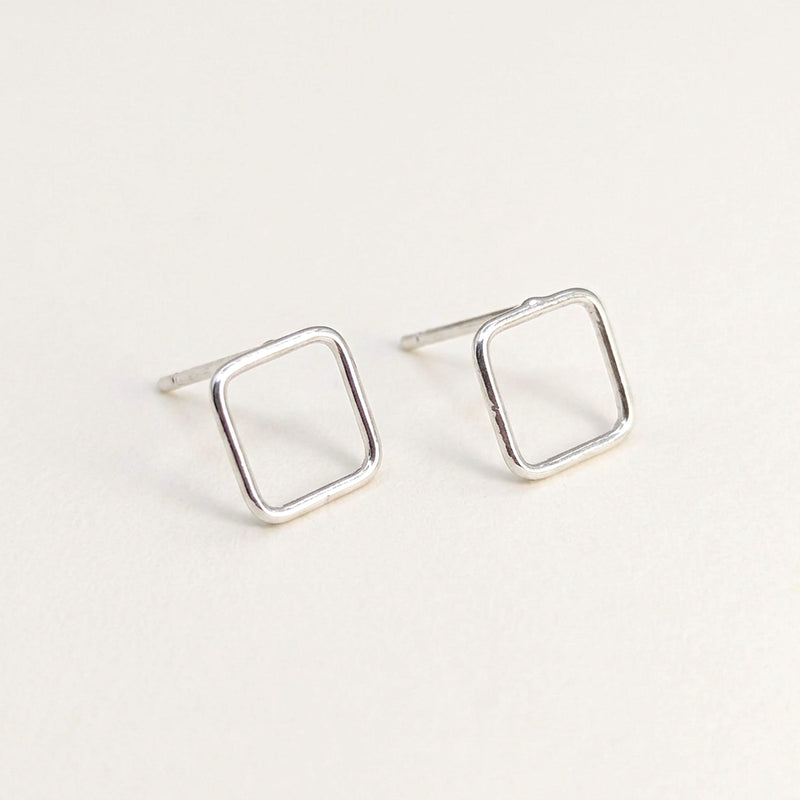 'Equal' Sterling Silver Small Open Square Stud Earring