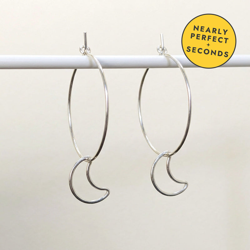 'Moonlight' Sterling Silver Large Moon Hoop Earring — Seconds (nearly perfect seconds)