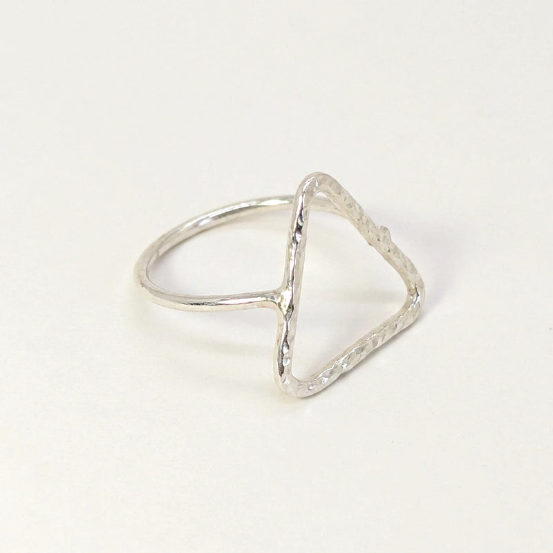 'Tria' Sterling Silver Hammered Triangle Statement Ring