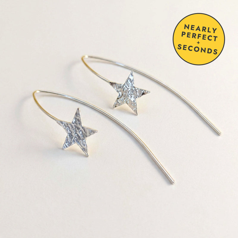 'Shooting Star' Sterling Silver Textured Star Threader Earring — Seconds (nearly perfect seconds)