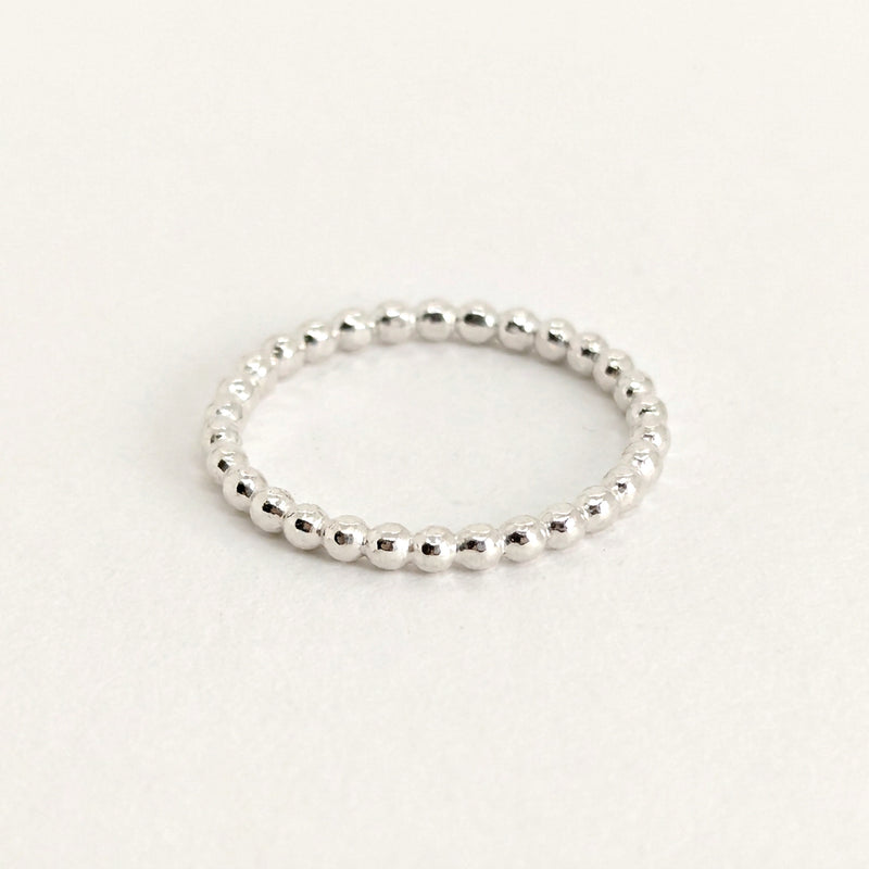 'Eclipse' Sterling Silver Beaded Stacker Ring
