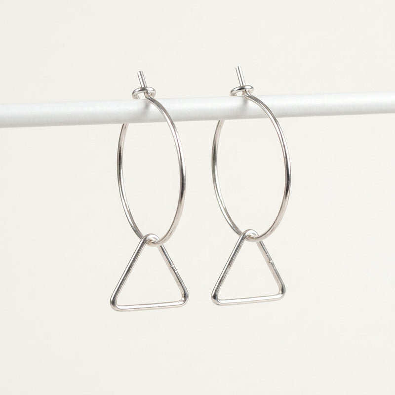 'Prism' Sterling Silver Triangle Hoop Earring, Small