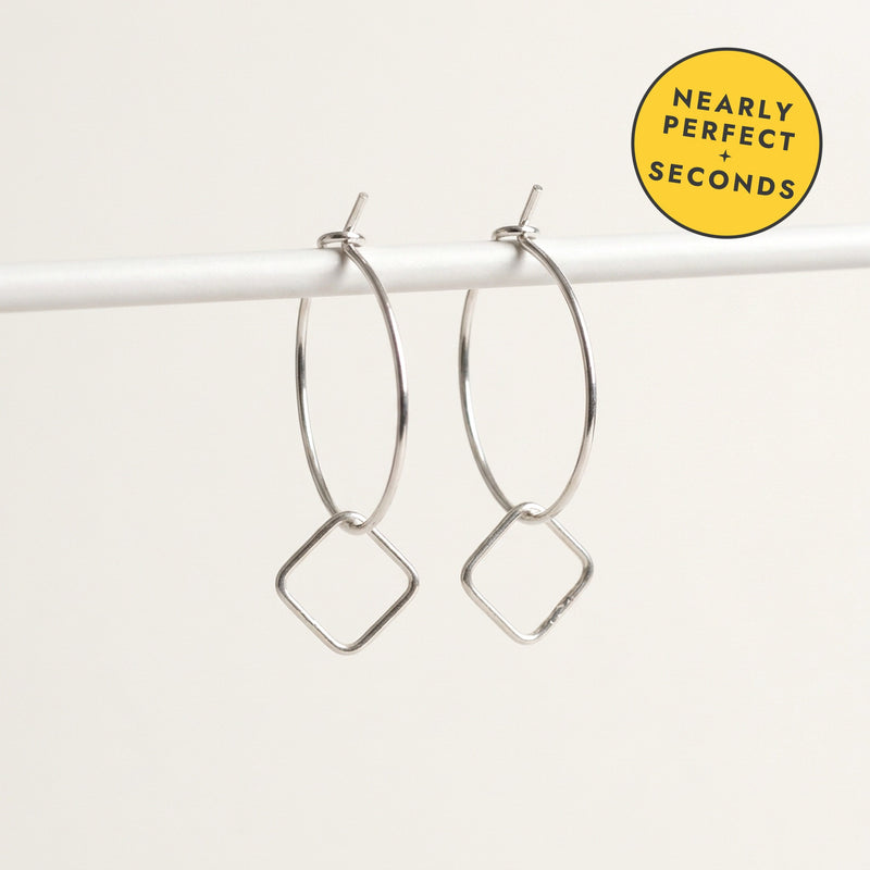 'Cubic' Sterling Silver Small Square Hoop Earring — Seconds (nearly perfect seconds)