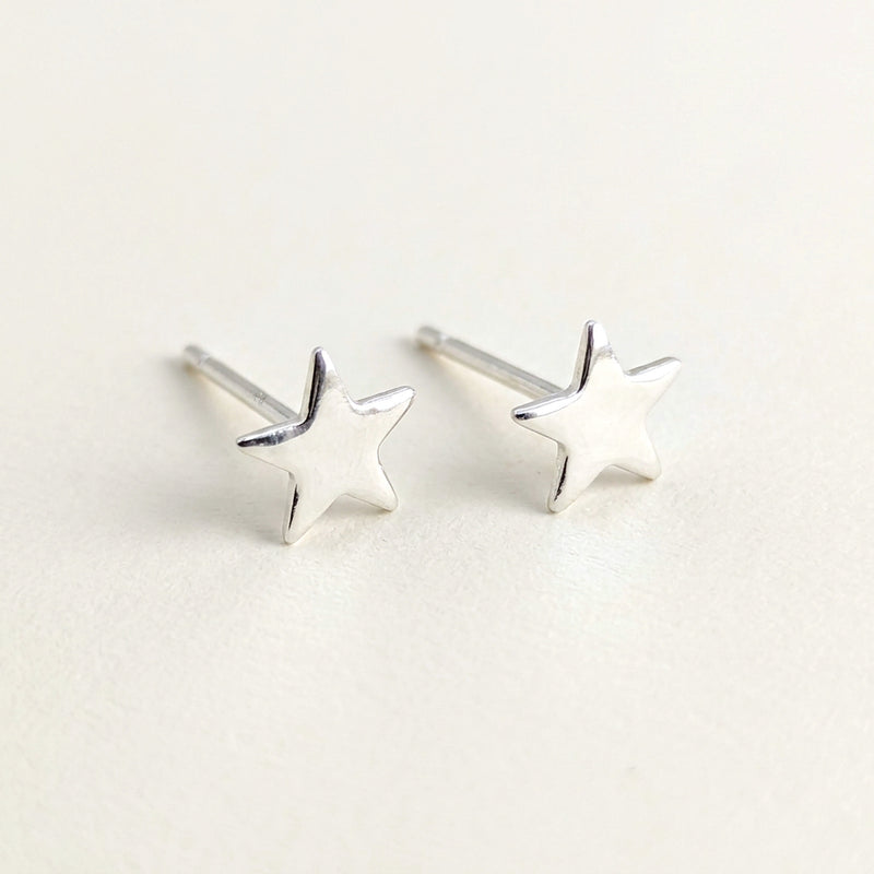 'Fallen Star' Sterling Silver Tiny Star Stud Earring