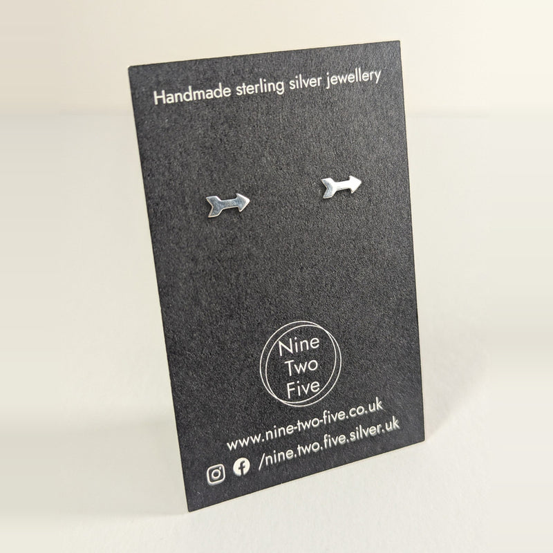 'Cupid' Sterling Silver Arrow Stud Earring — Seconds on the Nine Two Five earring card