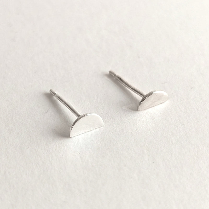'Nyx' Sterling Silver Tiny Half Circle Stud Earring
