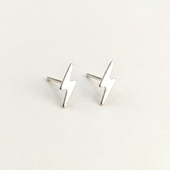 'Electra' Sterling Silver Tiny Lightning Stud Earring, view 1