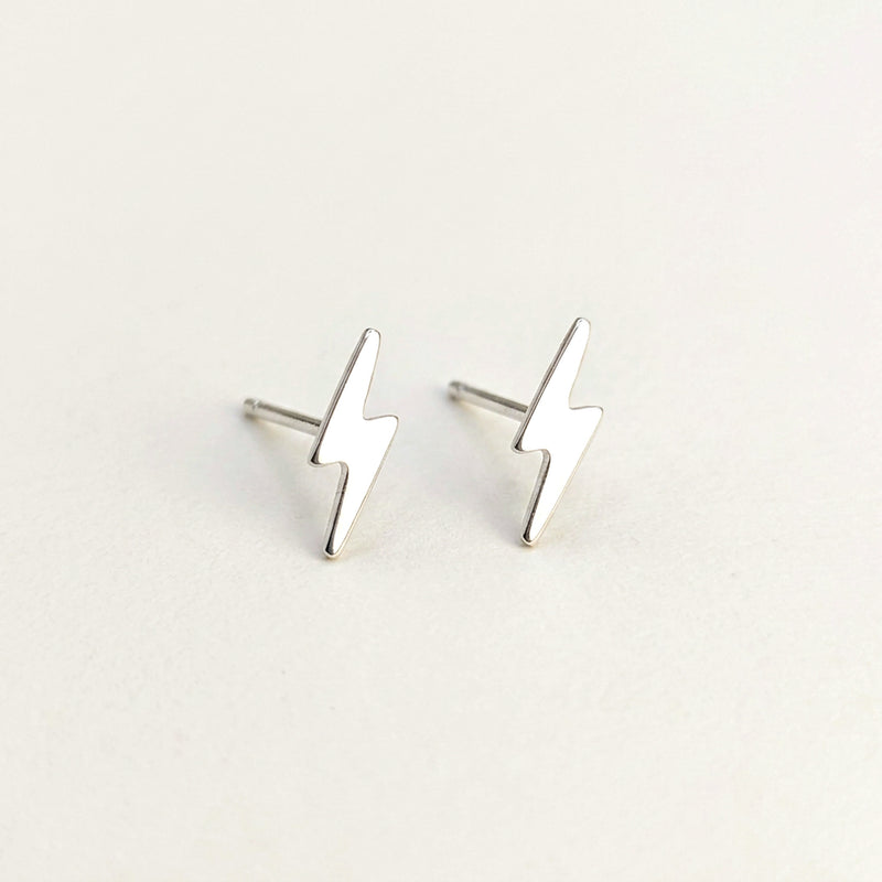 'Electra' Sterling Silver Tiny Lightning Stud Earring
