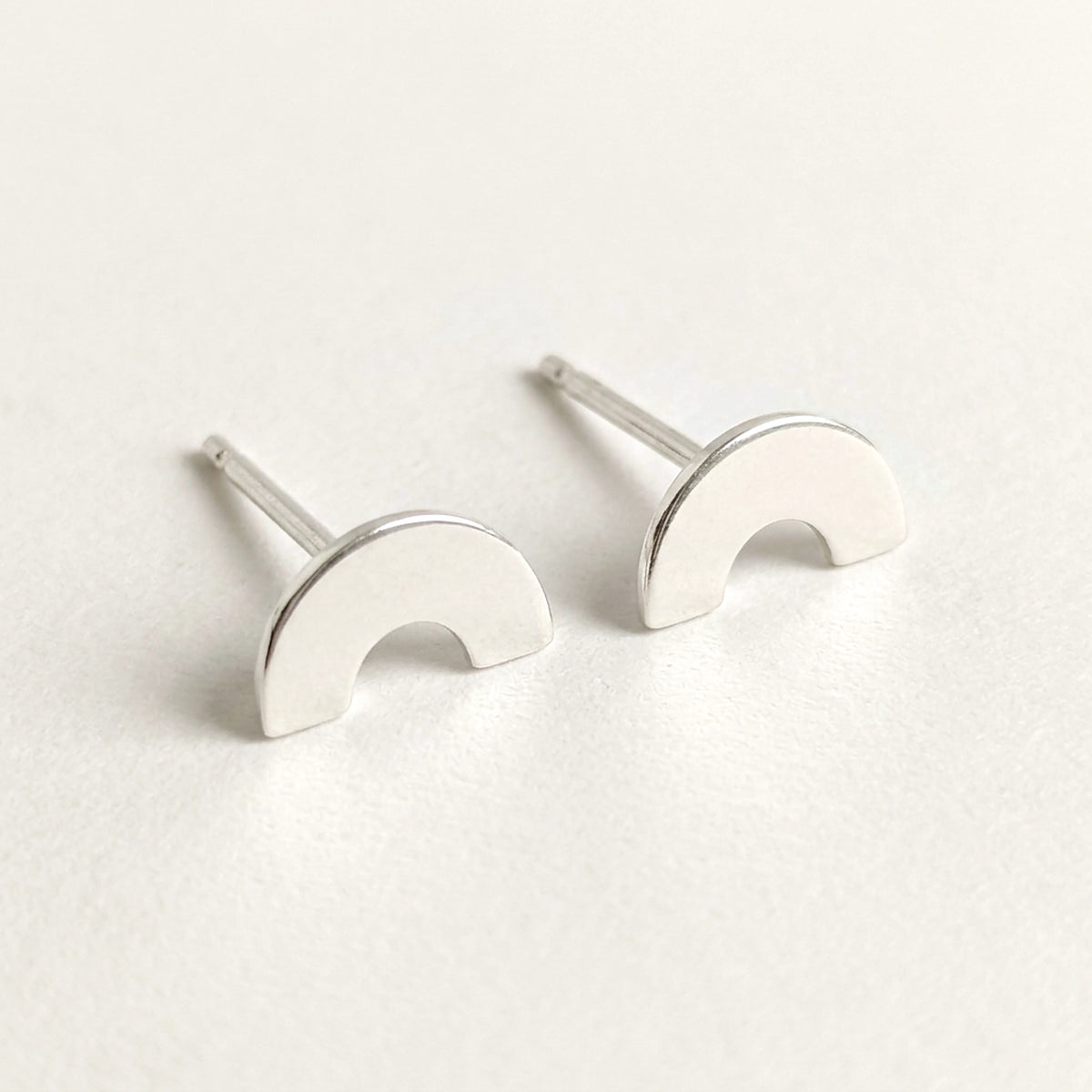 'Somewhere' Sterling Silver Tiny Rainbow Stud Earring