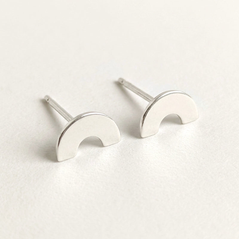 'Somewhere' Sterling Silver Tiny Rainbow Stud Earring
