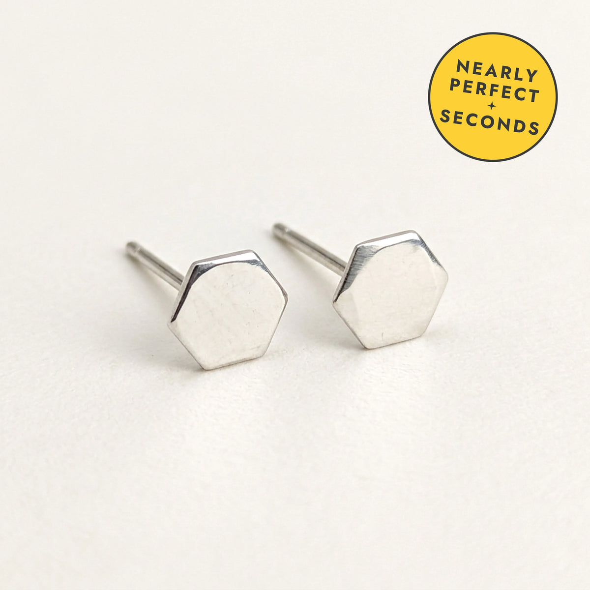 'Hexa' Sterling Silver Tiny Hexagon Stud Earring — Seconds (nearly perfect seconds)