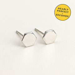 'Hexa' Sterling Silver Tiny Hexagon Stud Earring — Seconds (nearly perfect seconds), view 1