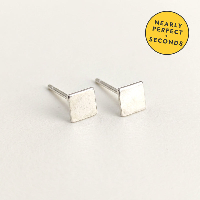 'Equal' Sterling Silver Tiny Square Stud Earring — Seconds (nearly perfect seconds)