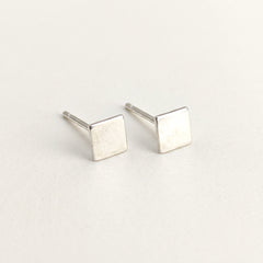 'Equal' Sterling Silver Tiny Square Stud Earring, view 1