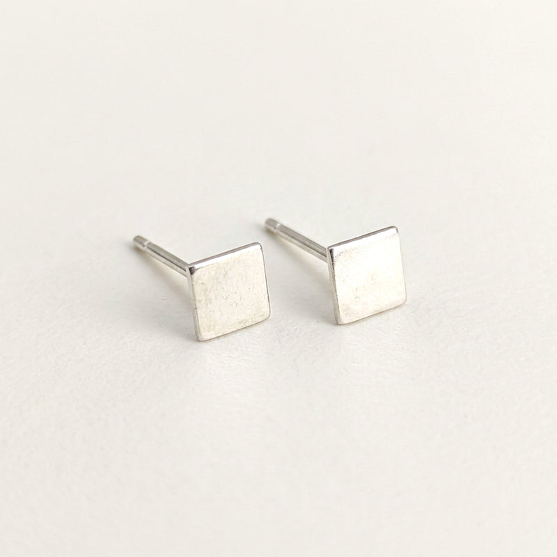'Equal' Sterling Silver Tiny Square Stud Earring