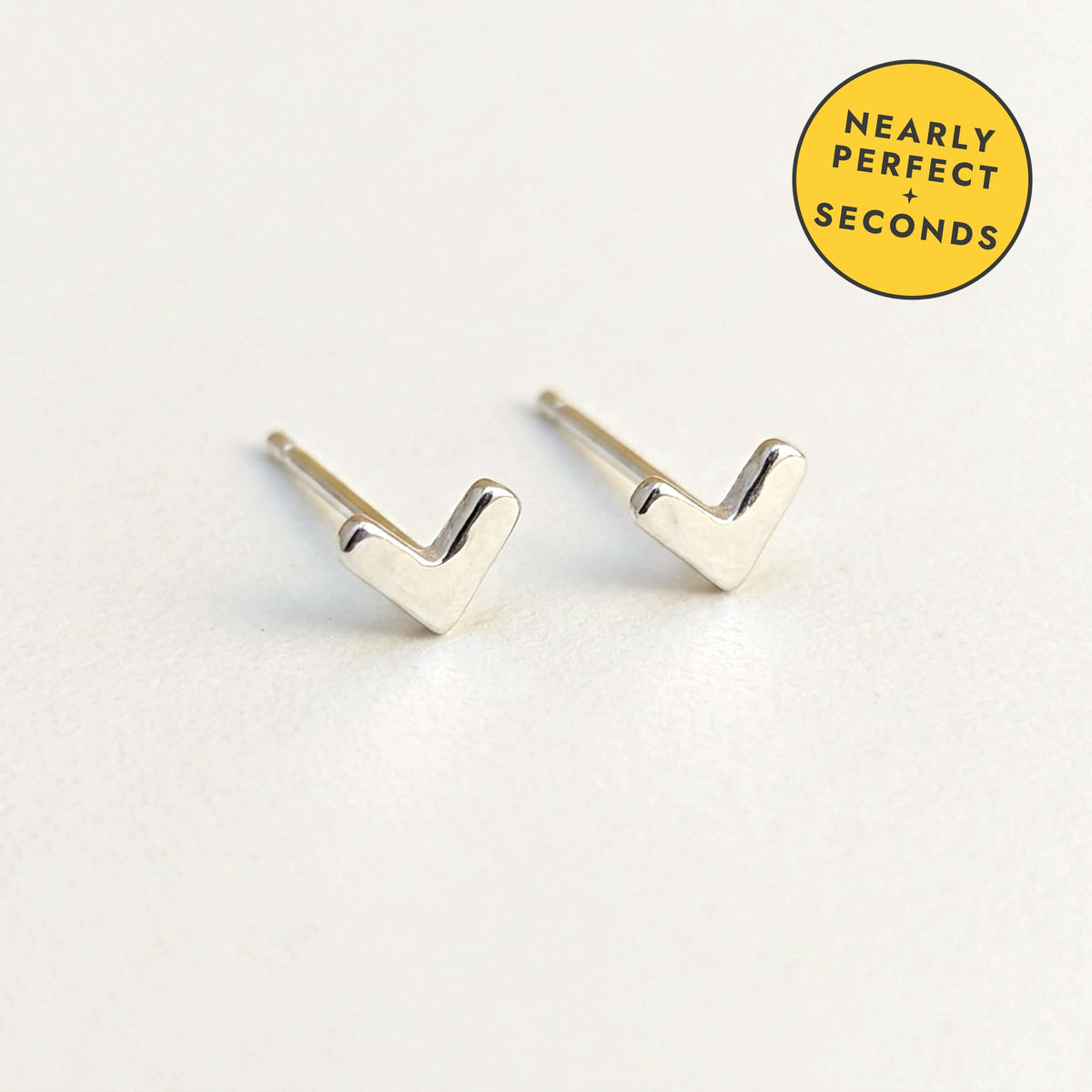 'Chevron' Sterling Silver Tiny Chevron Stud Earring — Seconds (nearly perfect seconds)
