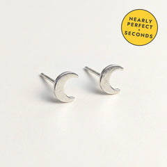 'Luna' Sterling Silver Tiny Moon Stud Earring — Seconds (nearly perfect seconds), view 1