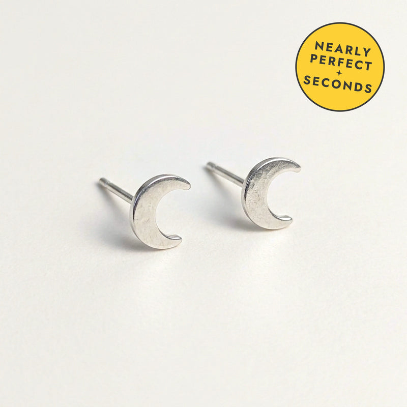 'Luna' Sterling Silver Tiny Moon Stud Earring — Seconds (nearly perfect seconds)
