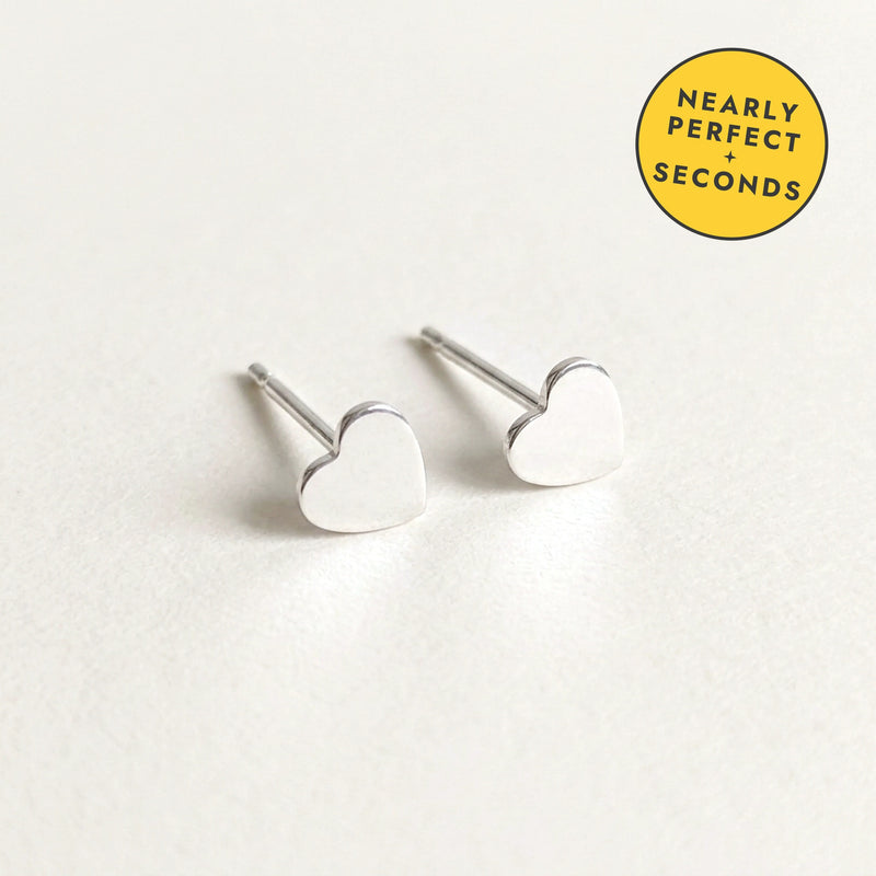 'Queen' Sterling Silver Tiny Heart Stud Earring — Seconds (nearly perfect seconds)