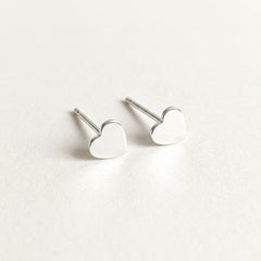 'Queen' Sterling Silver Tiny Heart Stud Earring, view 1