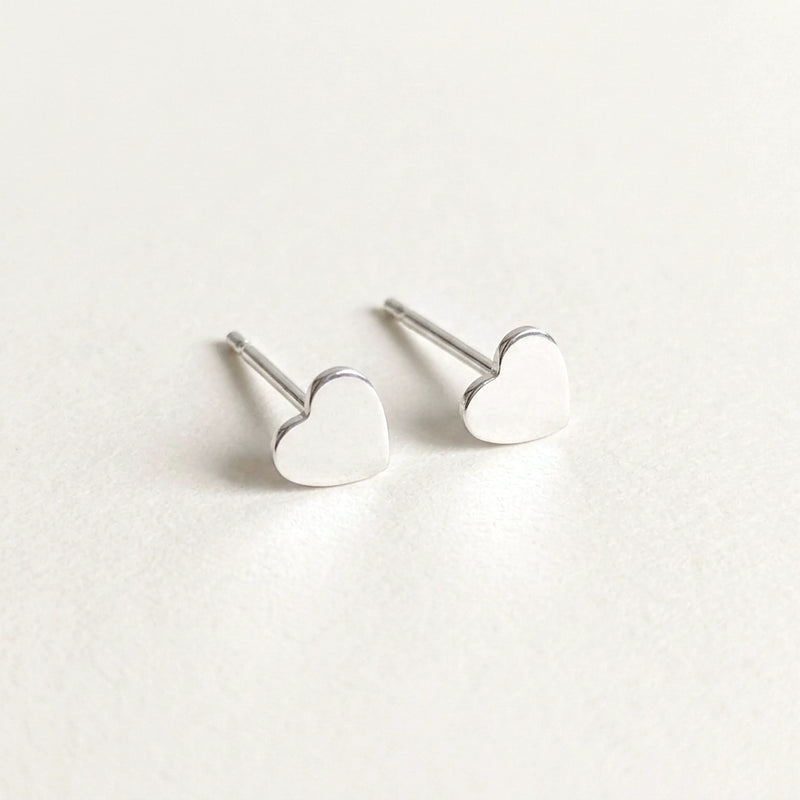 'Queen' Sterling Silver Tiny Heart Stud Earring