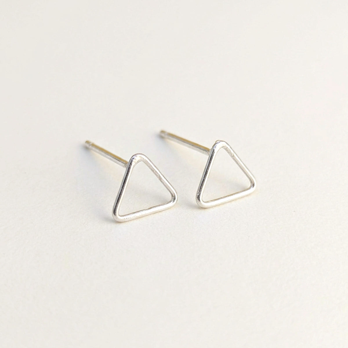 'Tria' Sterling Silver Tiny Open Triangle Stud Earring
