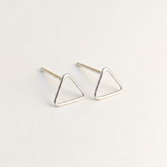 'Tria' Sterling Silver Tiny Open Triangle Stud Earring, view 1