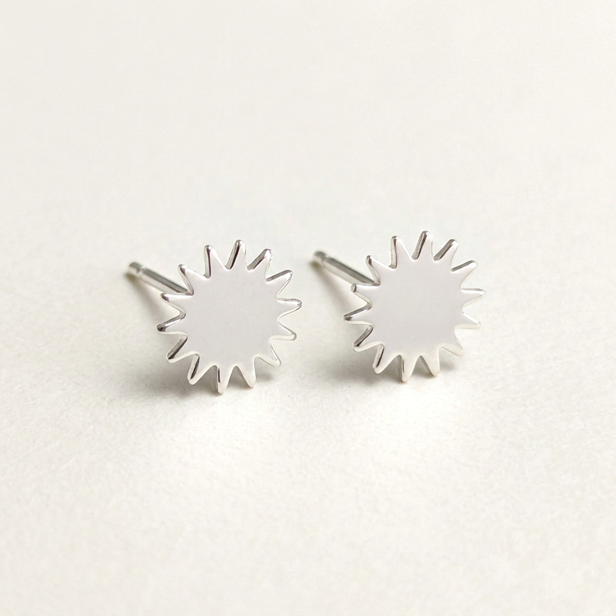 'My Sunshine' Sterling Silver Tiny Sun Stud Earring