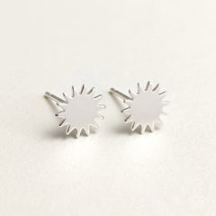 'My Sunshine' Sterling Silver Tiny Sun Stud Earring, view 1