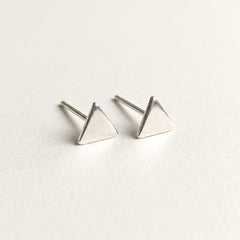 'Tria' Sterling Silver Solid Tiny Triangle Stud Earring, view 1