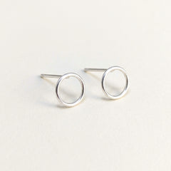 'Eclipse' Sterling Silver Tiny Circle Stud Earring, view 1