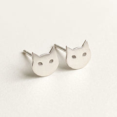 'Salem' Tiny Cat Silver Stud Earring, view 1