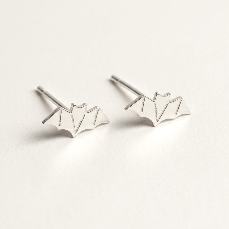 'Nocturna' Tiny Bat Sterling Silver Studs