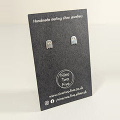 'Casper' Ghost Silver Stud Earring — Seconds on the Nine Two Five earring card, view 2