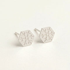 'Winter' Snowflake Silver Stud Earring, view 1
