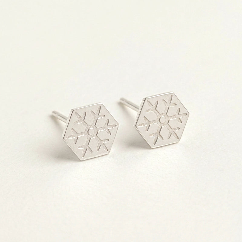 'Winter' Snowflake Silver Stud Earring