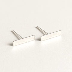 'Linear' Sterling Silver Rectangle Stud Earring, view 1