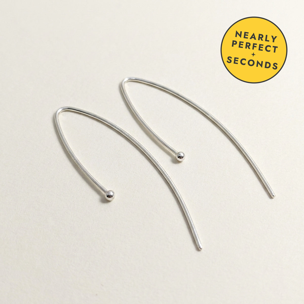'Snow Drop' Sterling Silver Tiny Drop Threader Earring — Seconds (nearly perfect seconds)