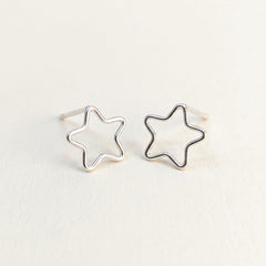 'Starlight' Sterling Silver Small Star Stud Earring, view 1