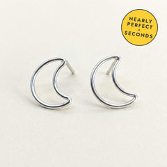'Luna' Sterling Silver Small Open Moon Stud Earring — Seconds (nearly perfect seconds), view 1