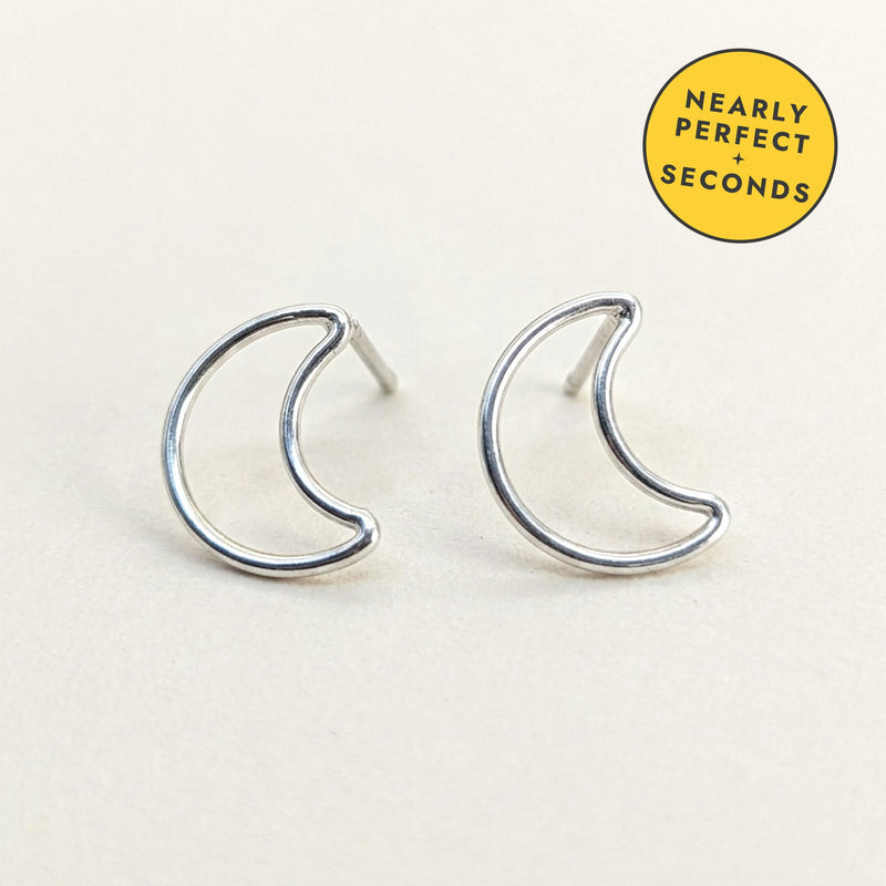 'Luna' Sterling Silver Small Open Moon Stud Earring — Seconds (nearly perfect seconds)