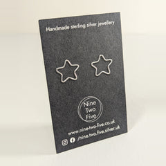 'Starlight' Sterling Silver Medium Star Stud Earring — Seconds on the Nine Two Five earring card, view 2