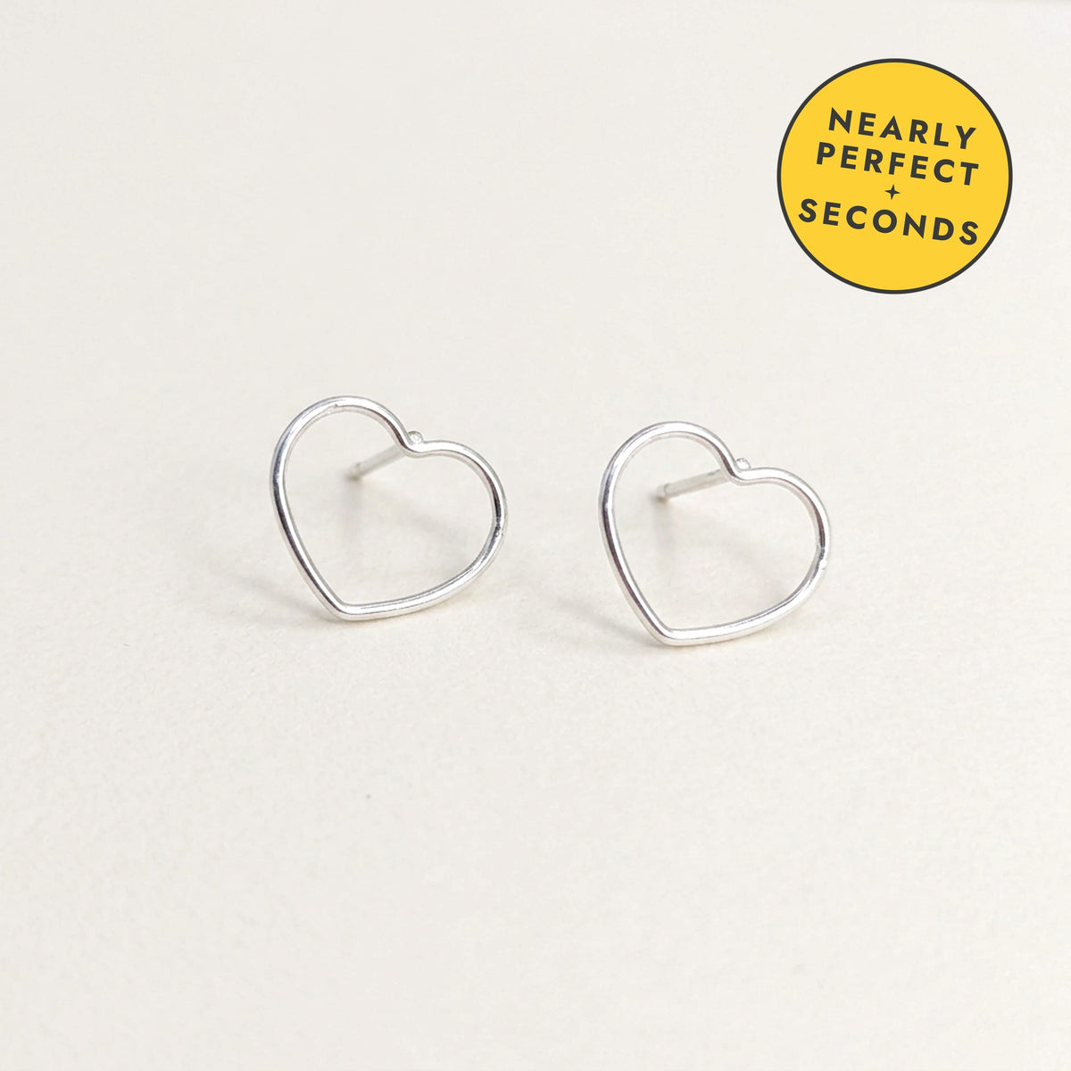 'Queen' Sterling Silver Small Open Heart Stud Earring — Seconds (nearly perfect seconds)