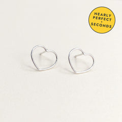 'Queen' Sterling Silver Small Open Heart Stud Earring — Seconds (nearly perfect seconds), view 1